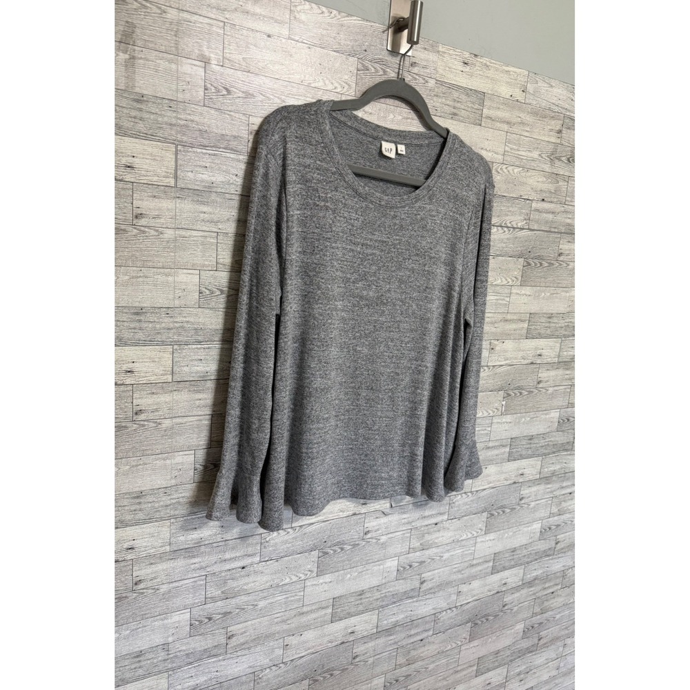 GAP Womens Gray Heathered Knit Bell Sleeve Long‎ Sleeve Top Sz-Large Relaxed Fit - Picture 6 of 9
